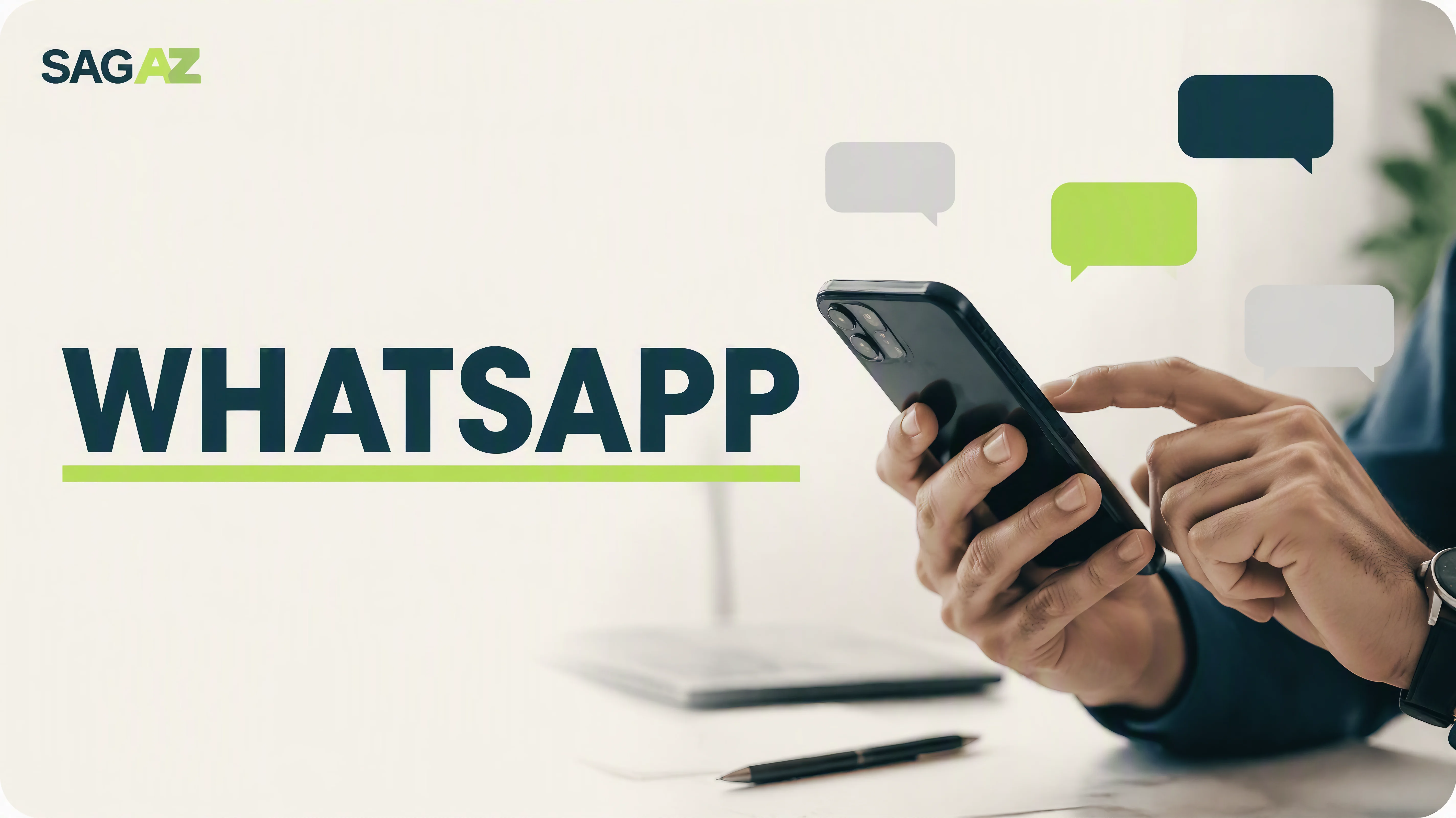 Ilustração SAGAZ mostrando uma conversa pelo WhatsApp no celular